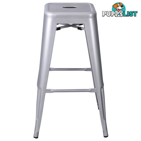 Set of 2 Steel Kitchen Bar Stool 76cm Metallic Silver