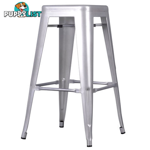 Set of 2 Steel Kitchen Bar Stool 76cm Metallic Silver