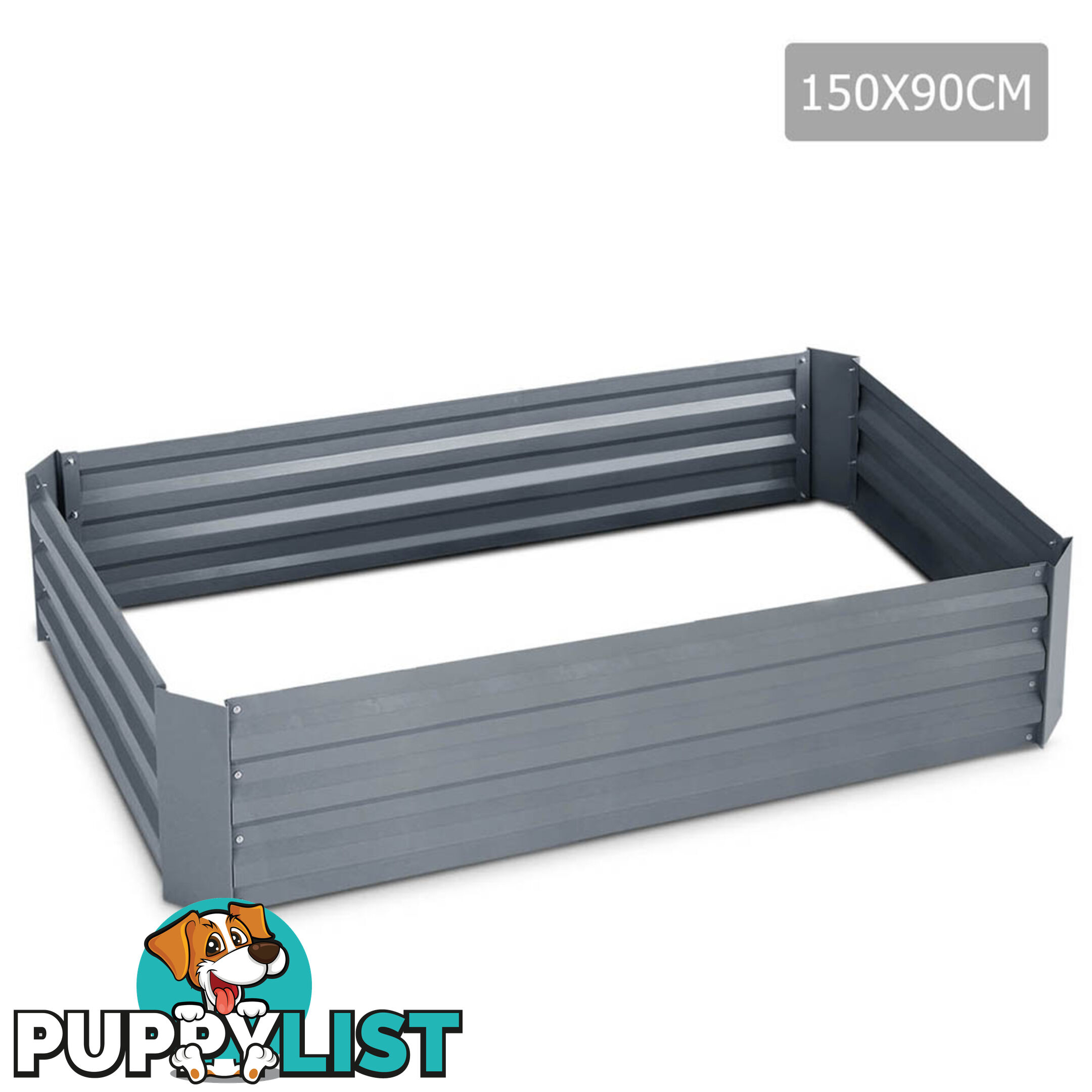 Galvanised Raised Garden Bed - 150 x 90 x 30cm - Grey