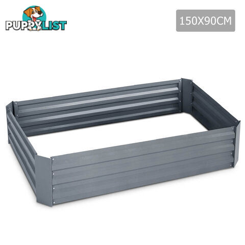 Galvanised Raised Garden Bed - 150 x 90 x 30cm - Grey