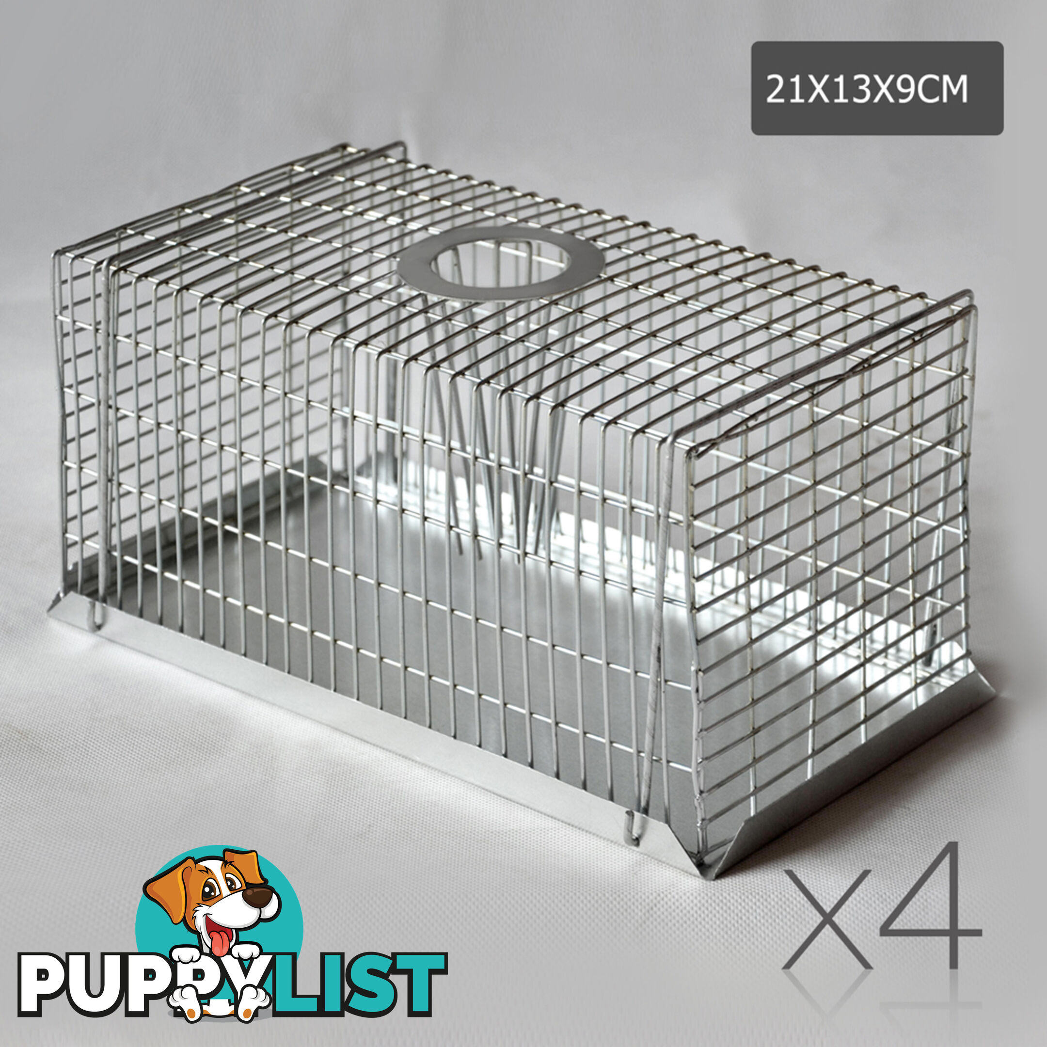 Set of 4 Humane Animal Trap Cage 21 x 13 x 9cm Silver