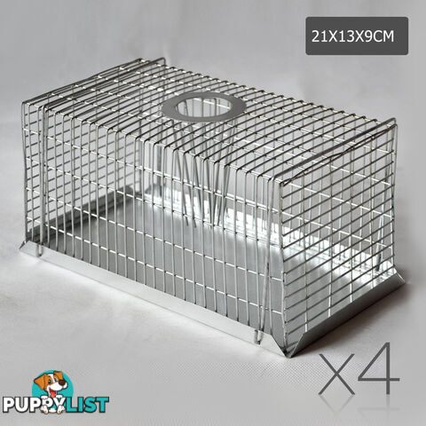 Set of 4 Humane Animal Trap Cage 21 x 13 x 9cm Silver