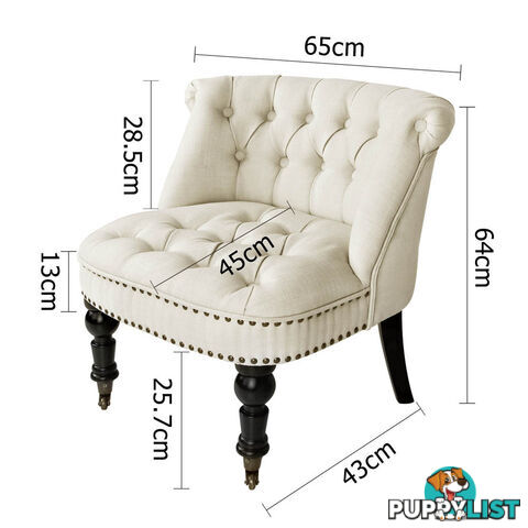 Lorraine Chair French Provincial Linen Fabric Sofa White