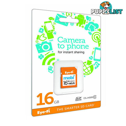 Eye-Fi Mobi 16GB WIFI SDHC Memory Card - Wireless Photo & Video Uploads