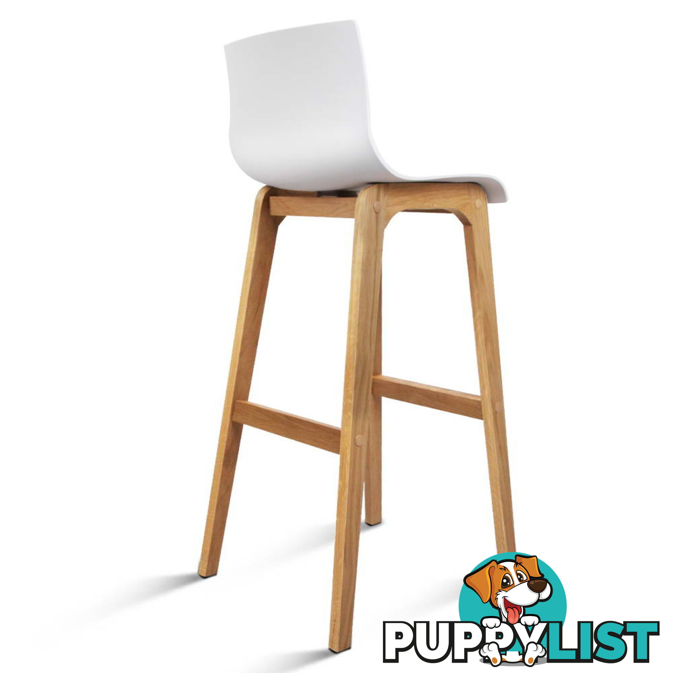 Set of 2 High Seat Back Barstools White