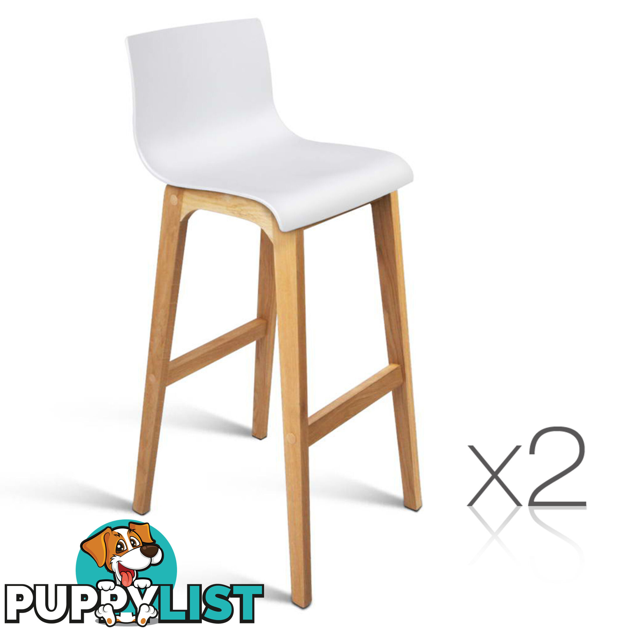 Set of 2 High Seat Back Barstools White