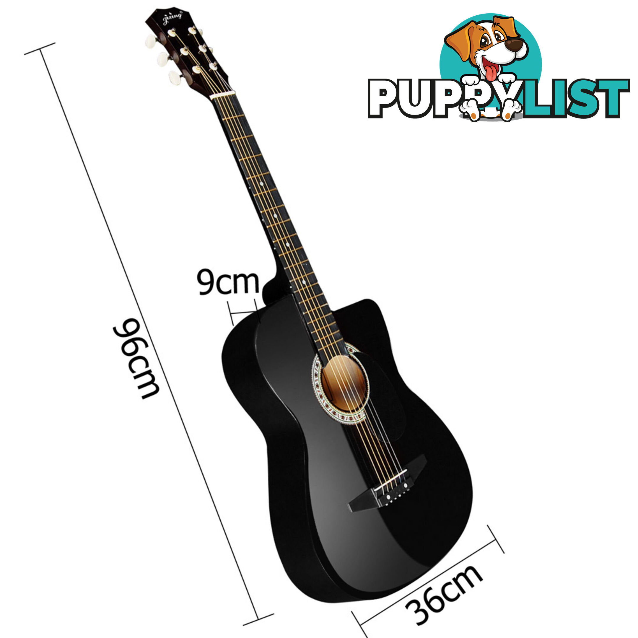 38 Inch Wooden Acoustic Guitar Black