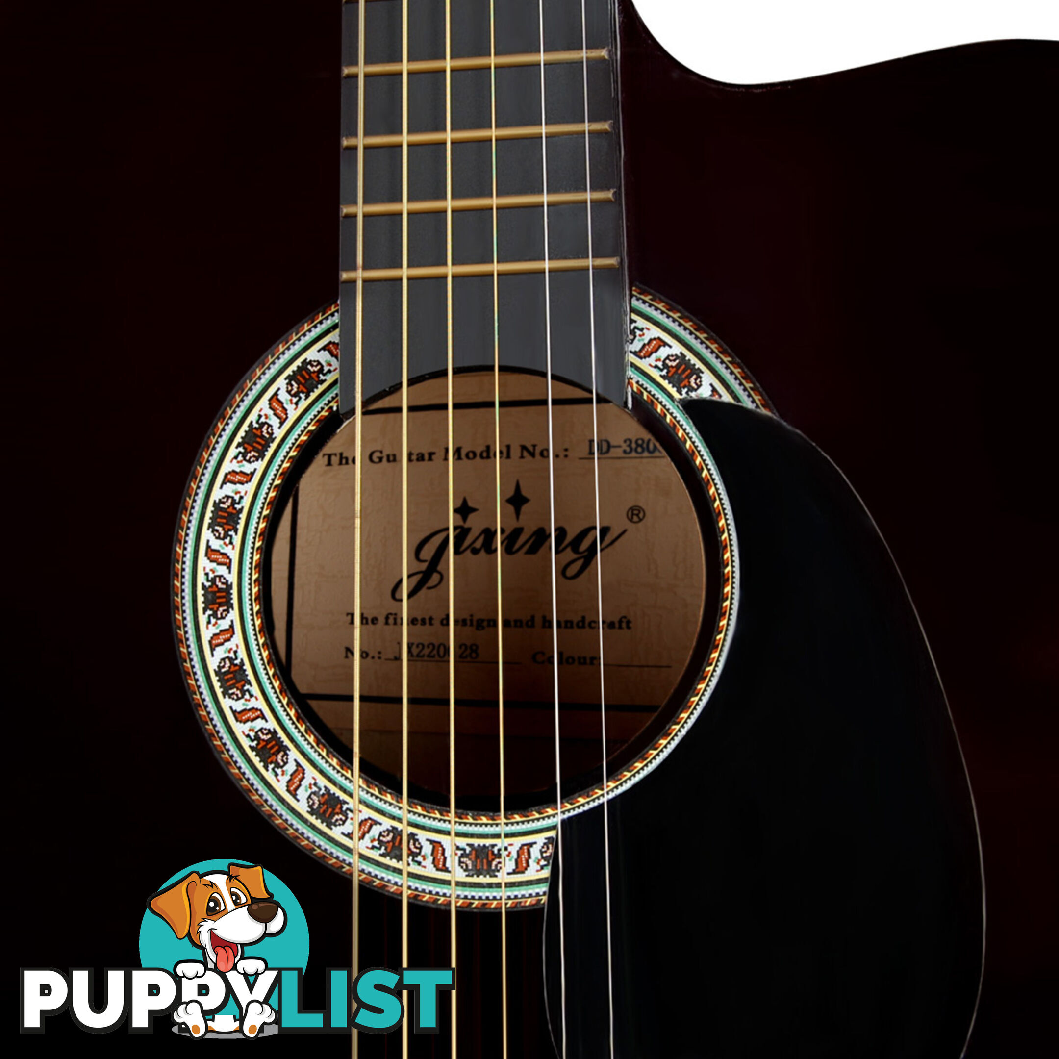 38 Inch Wooden Acoustic Guitar Black