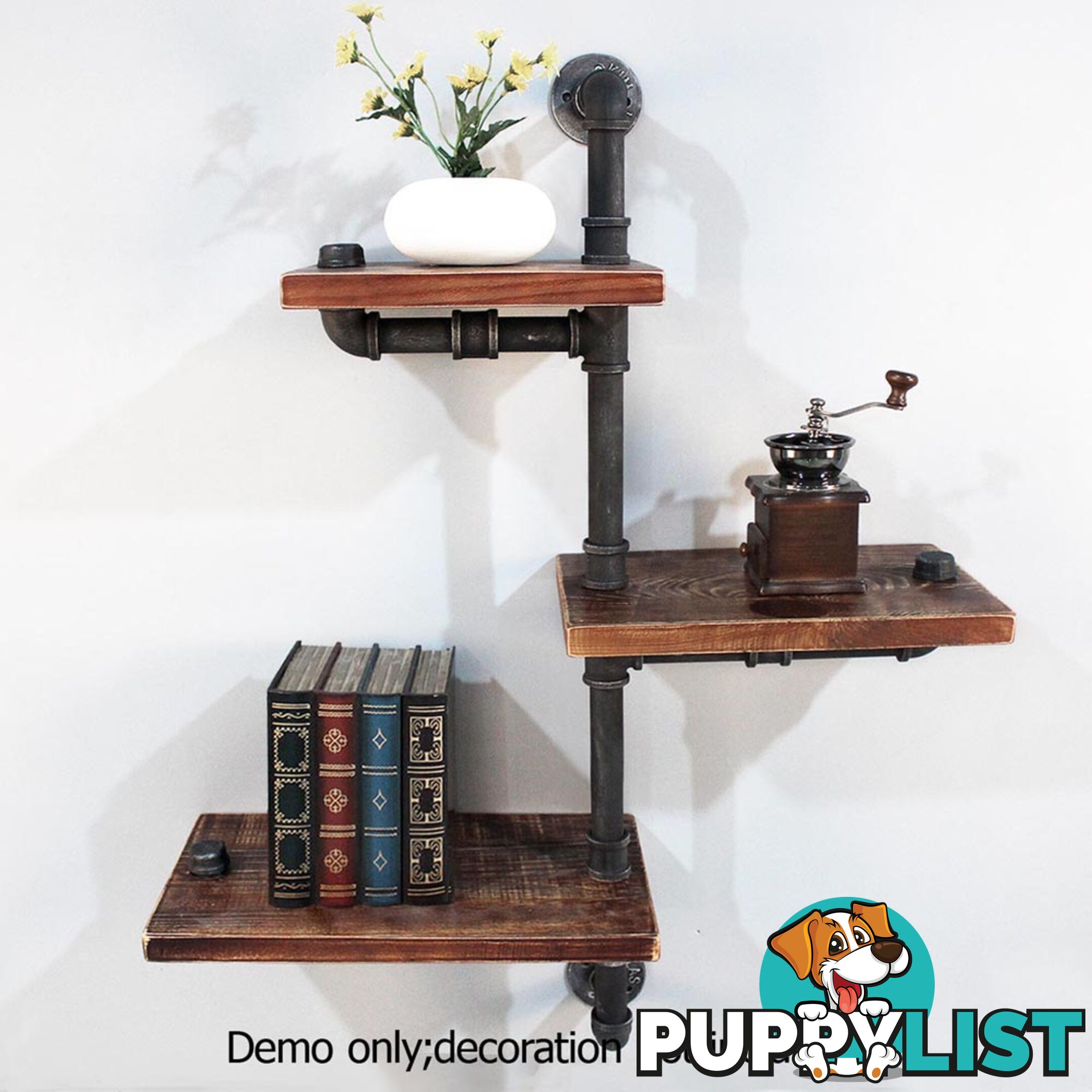 Rustic Industrial DIY Floating Pipe Shelf