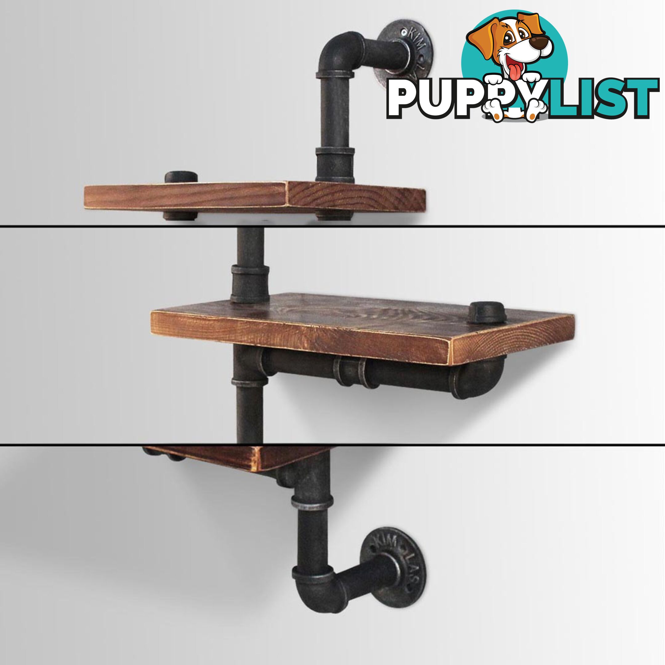 Rustic Industrial DIY Floating Pipe Shelf