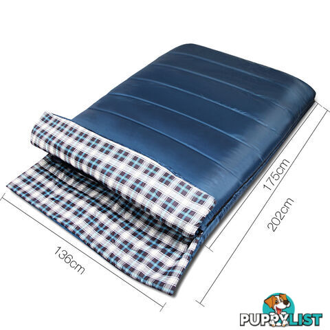 Camping Envelope Sleeping Bag Double Navy