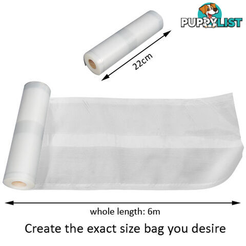 Set of 2 Vacuum Food Sealer Storage Roll 6m x 22cm