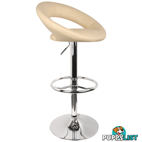 Set of 2 PU Leather Kitchen Bar Stool Beige