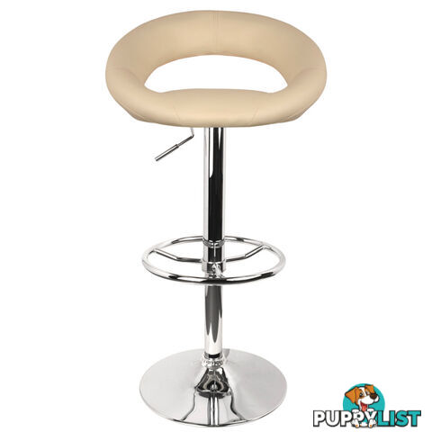 Set of 2 PU Leather Kitchen Bar Stool Beige