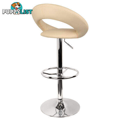 Set of 2 PU Leather Kitchen Bar Stool Beige