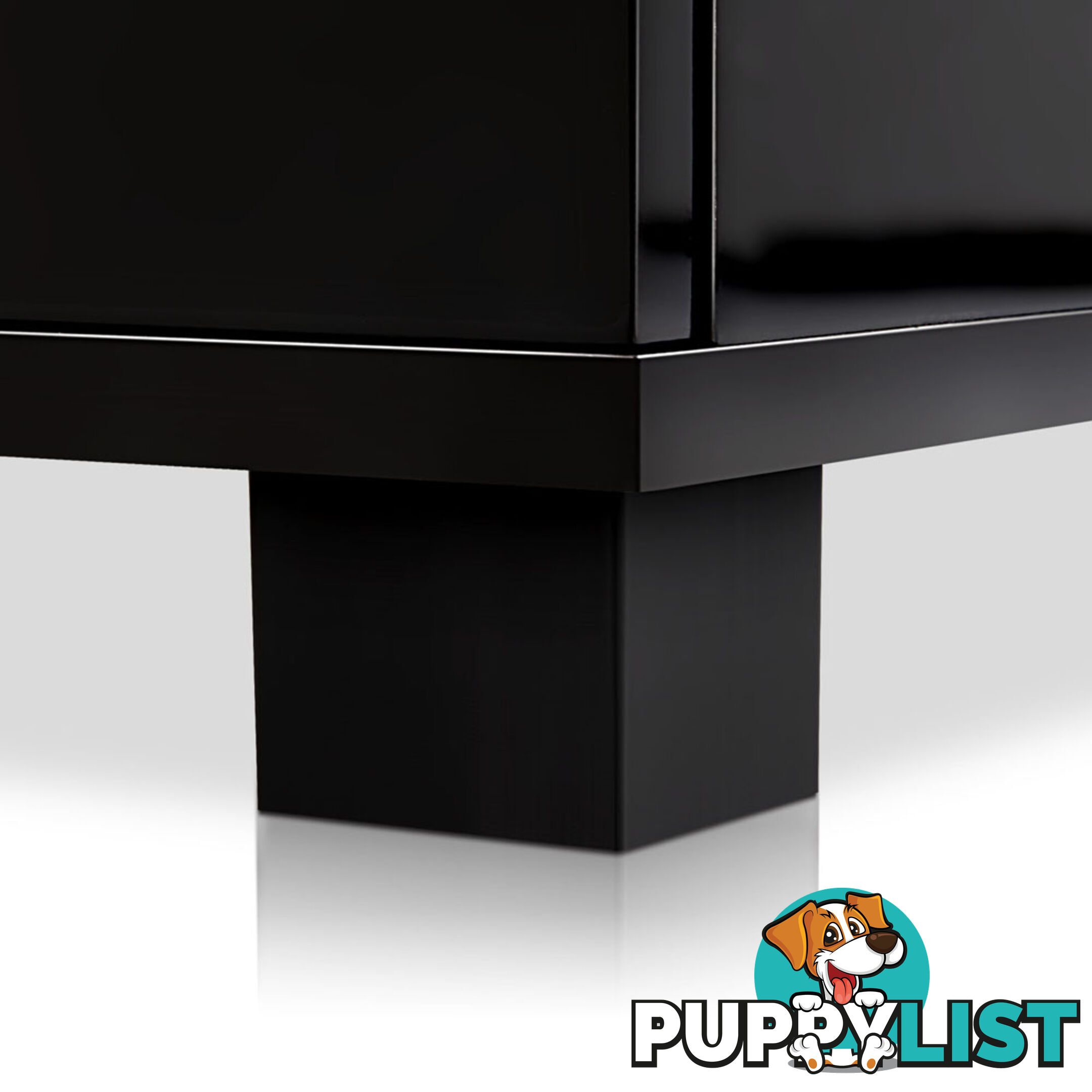 Glossy Bedside Table - Black