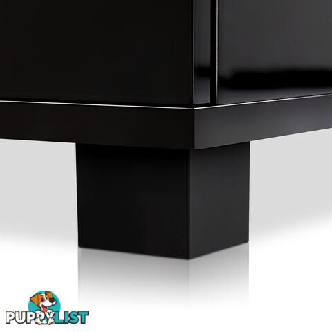 Glossy Bedside Table - Black