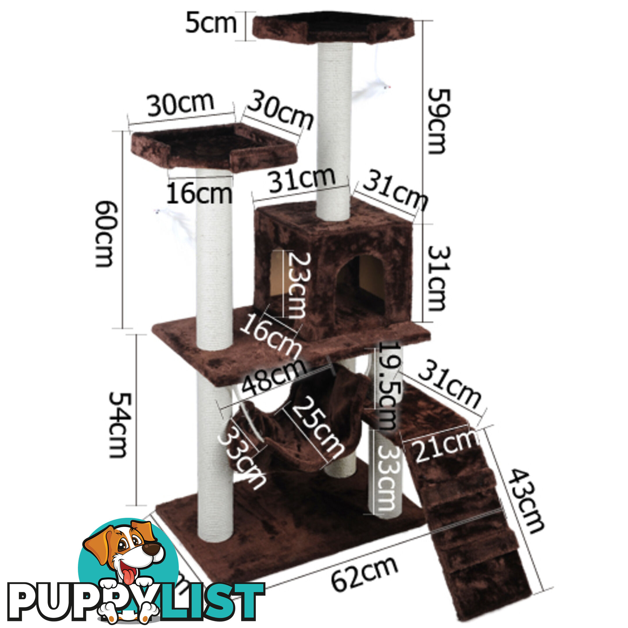 Cat Scratching Poles Post Furniture Tree House Brown