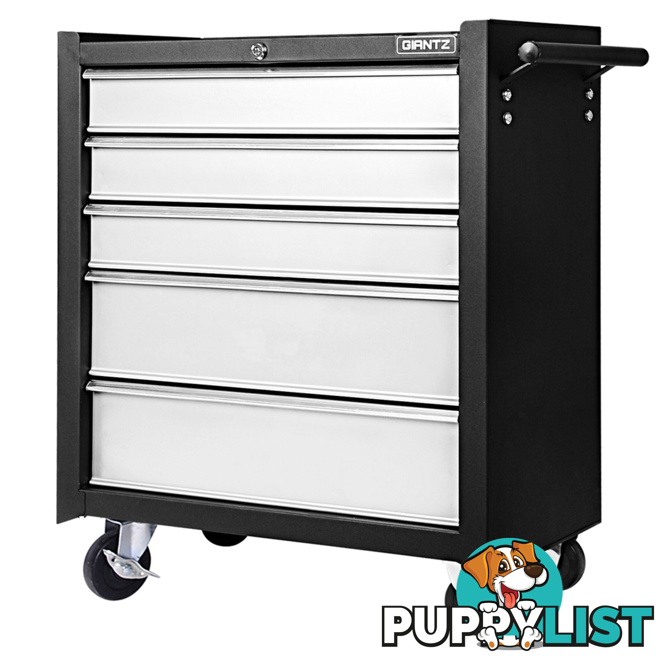 5 Drawers Roller Toolbox Cabinet  Black Grey