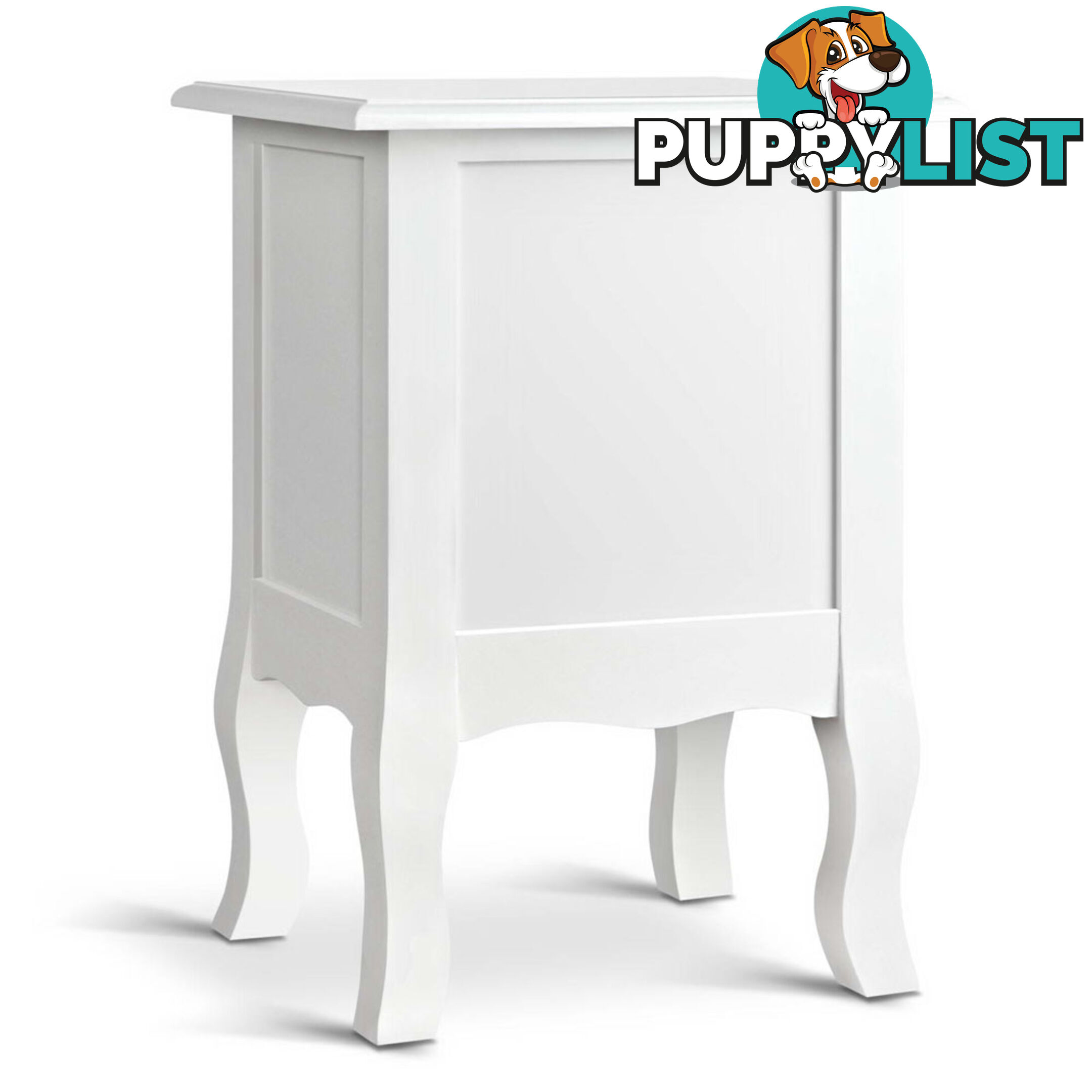 Vintage Style Bedside Side Table with 2 Drawers - White