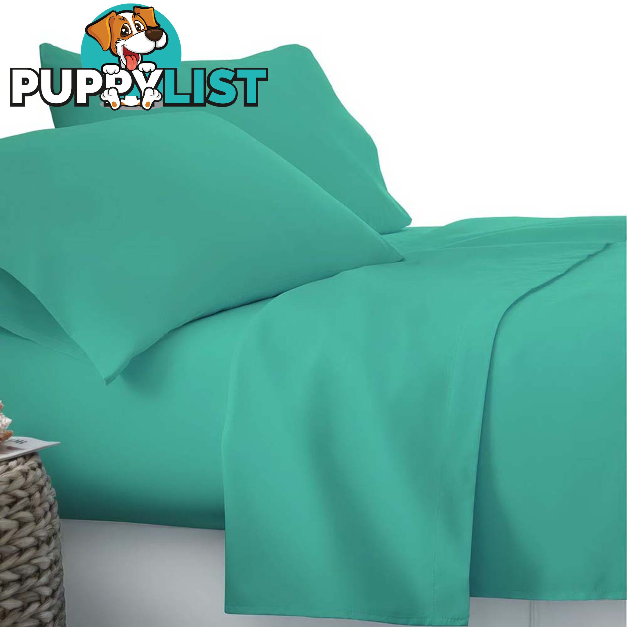 4 Piece Microfibre Sheet Set Queen_ Aqua