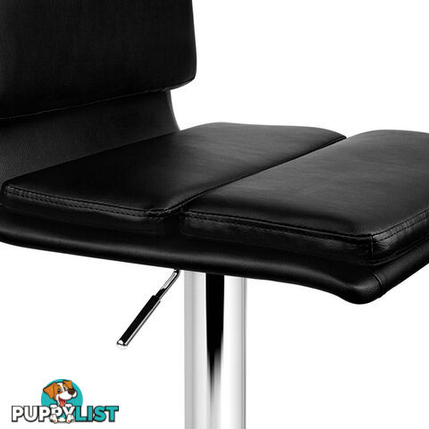 Set of 2 PU Leather Bar Stools - Black