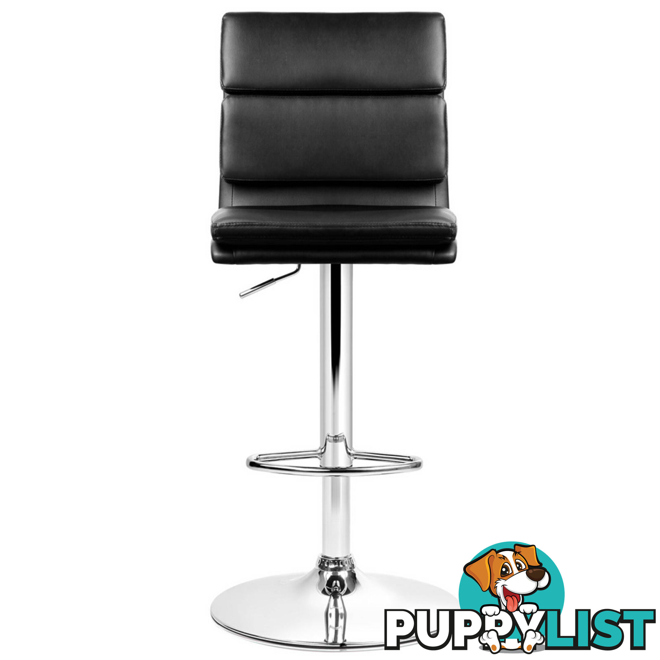 Set of 2 PU Leather Bar Stools - Black