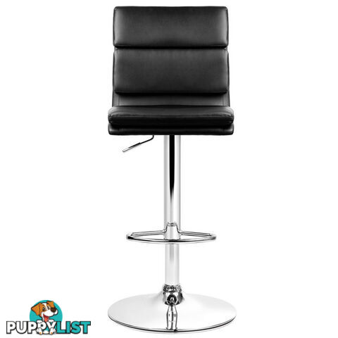 Set of 2 PU Leather Bar Stools - Black