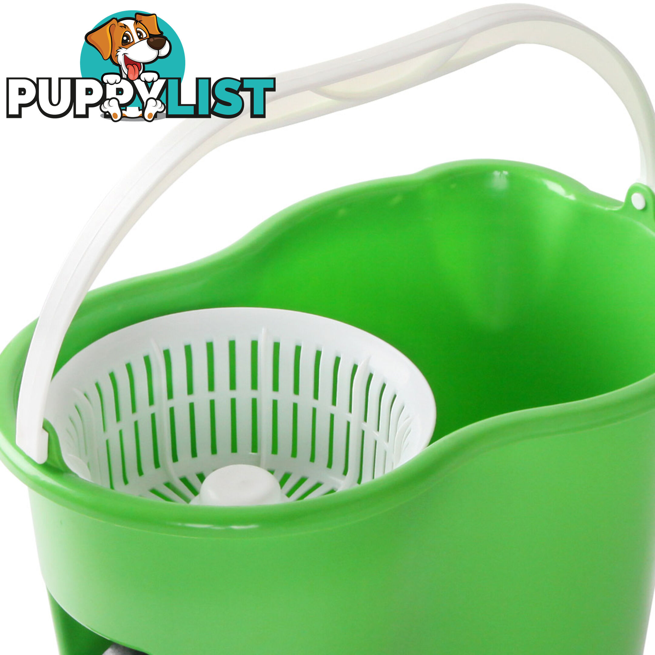 360 Degree Spinning Mop Microfibre Spin Dry Bucket with 2 Mop Heads - Green