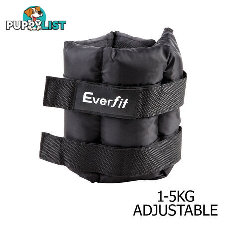 Set of 2 5 kg Wrist Ankle Weights Gym Training w/ Adjustable Pair Strap