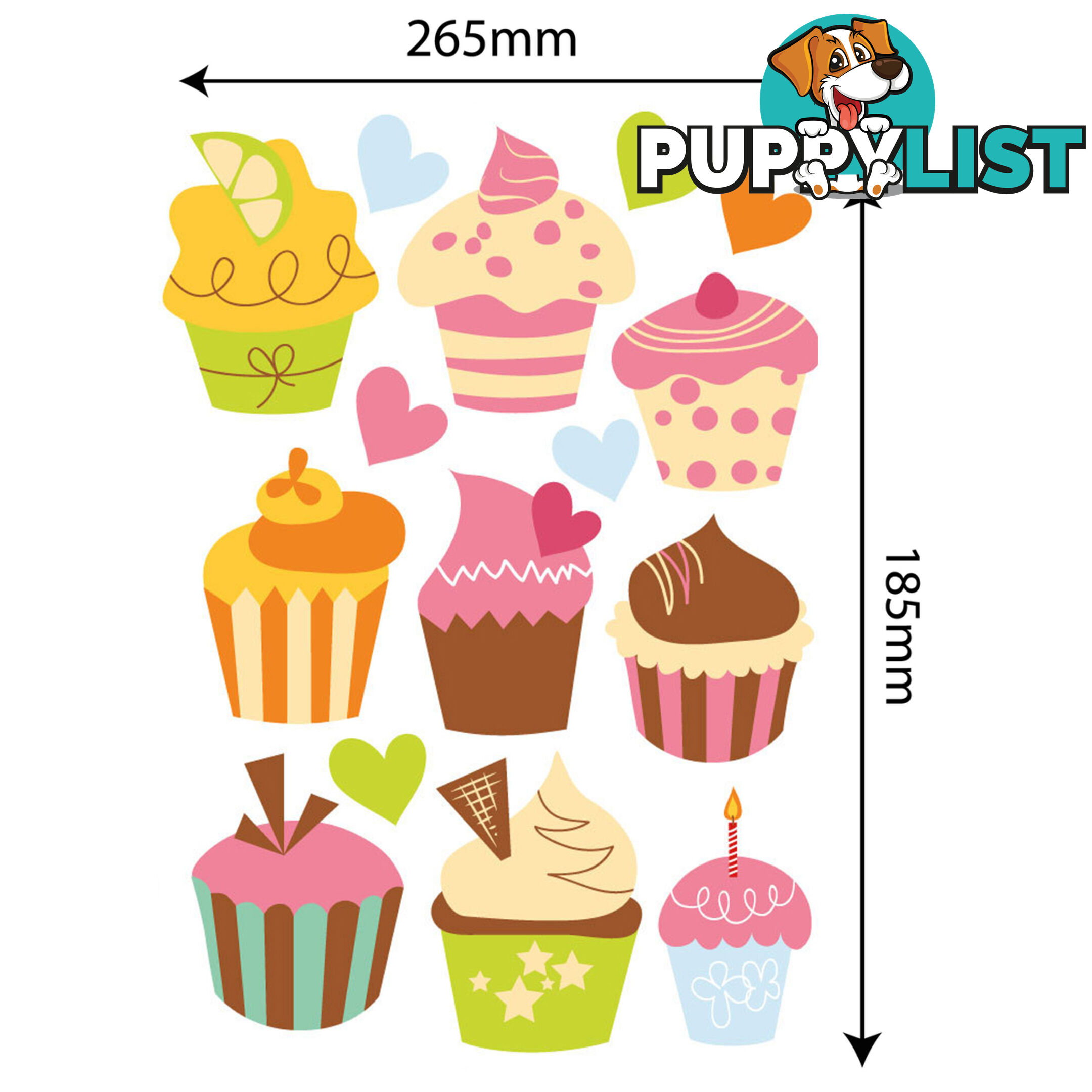 Medium Size Cute Cupcakes Wall Stickers - Totally Movable and Reusable