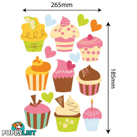 Medium Size Cute Cupcakes Wall Stickers - Totally Movable and Reusable