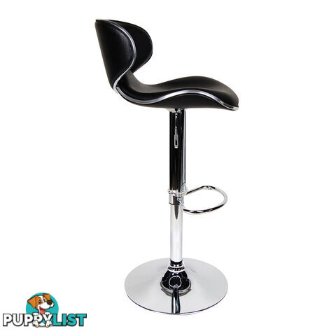 Set of 2 PU Leather Kitchen Bar Stool Black