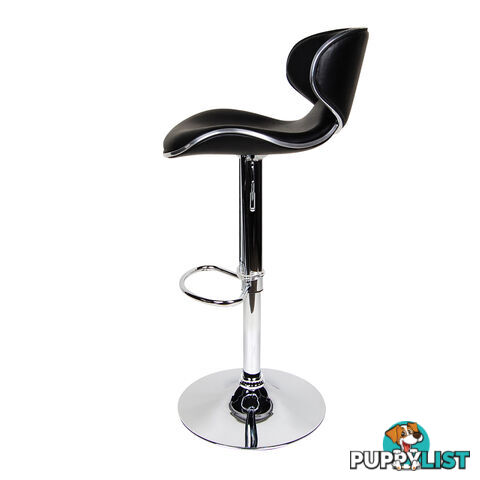 Set of 2 PU Leather Kitchen Bar Stool Black