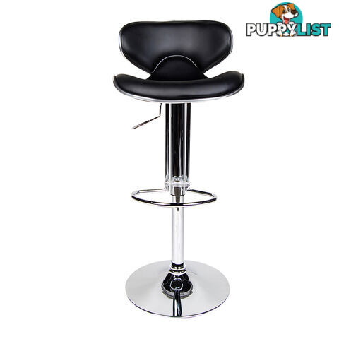 Set of 2 PU Leather Kitchen Bar Stool Black