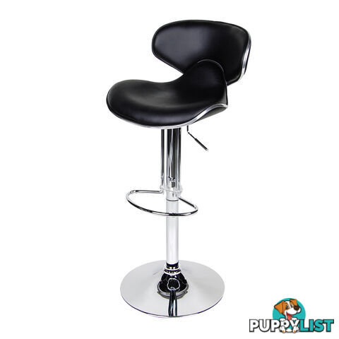 Set of 2 PU Leather Kitchen Bar Stool Black