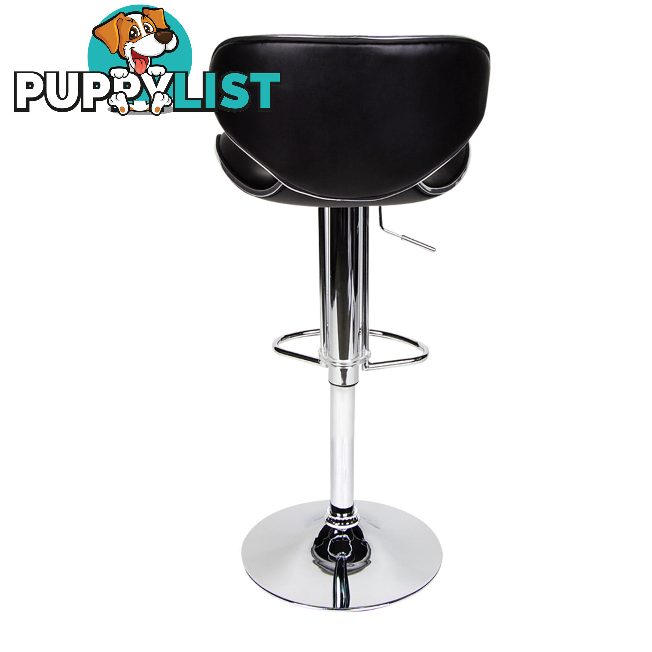 Set of 2 PU Leather Kitchen Bar Stool Black