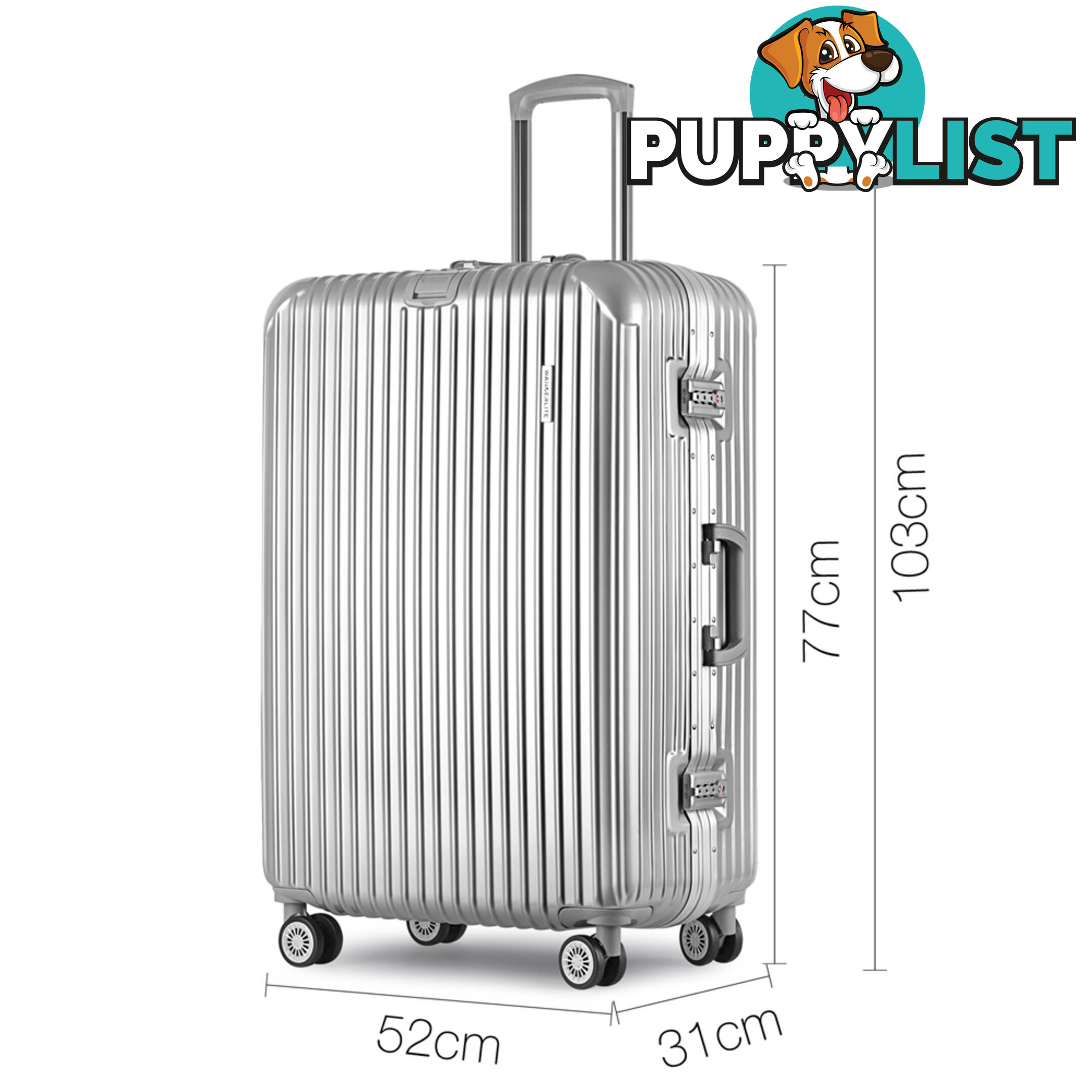 Hard Shell Travel Luggage with TSA Lock Silver