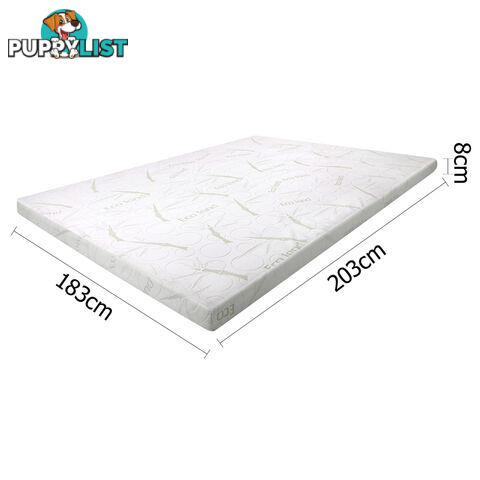 Cool Gel Memory Foam Mattress Topper w/ Bamboo Fabric Cover 8cm King