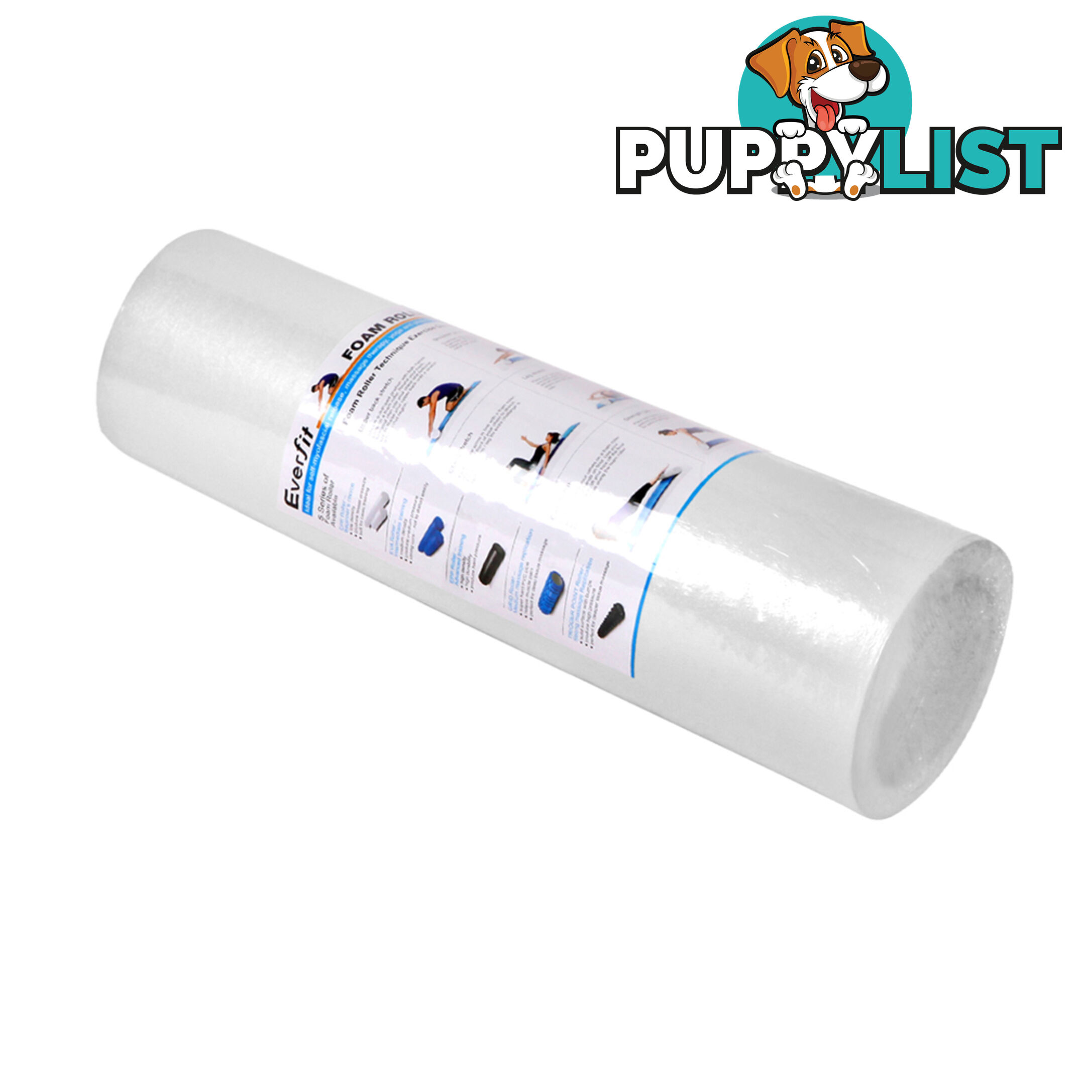 Yoga Gym Pilates EPE Stick Foam Roller White 45 x 15cm