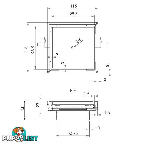 Set of 2 Square Stainless Steel Shower Grate Drain Floor Bathroom 75mm