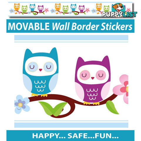 Cute Nursery Owl Wall Border Stickers - Totally Movable