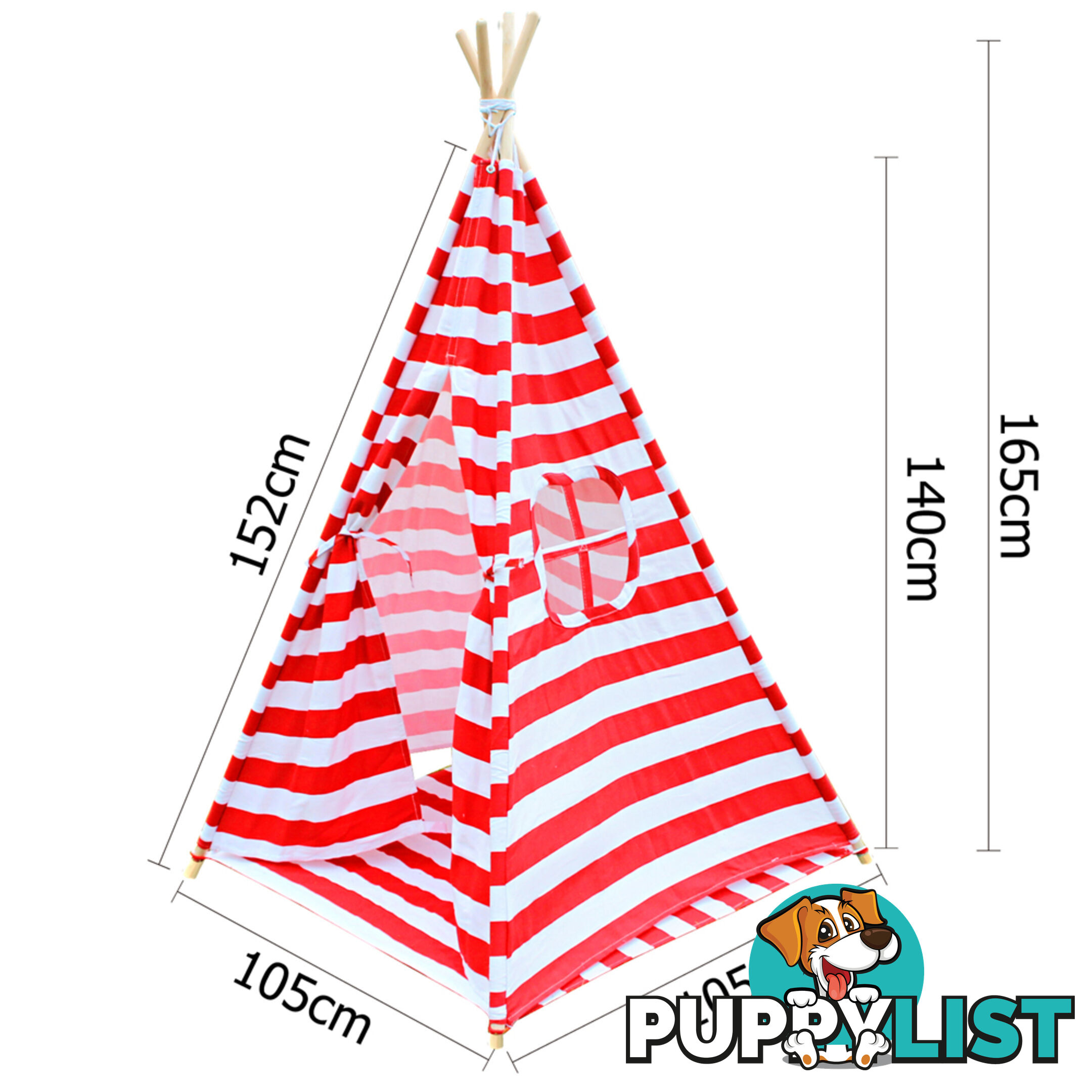 4 Poles Teepee Tent w/ Storage Bag Red