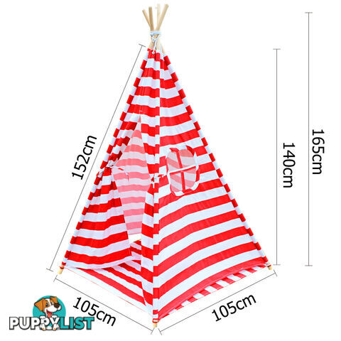 4 Poles Teepee Tent w/ Storage Bag Red