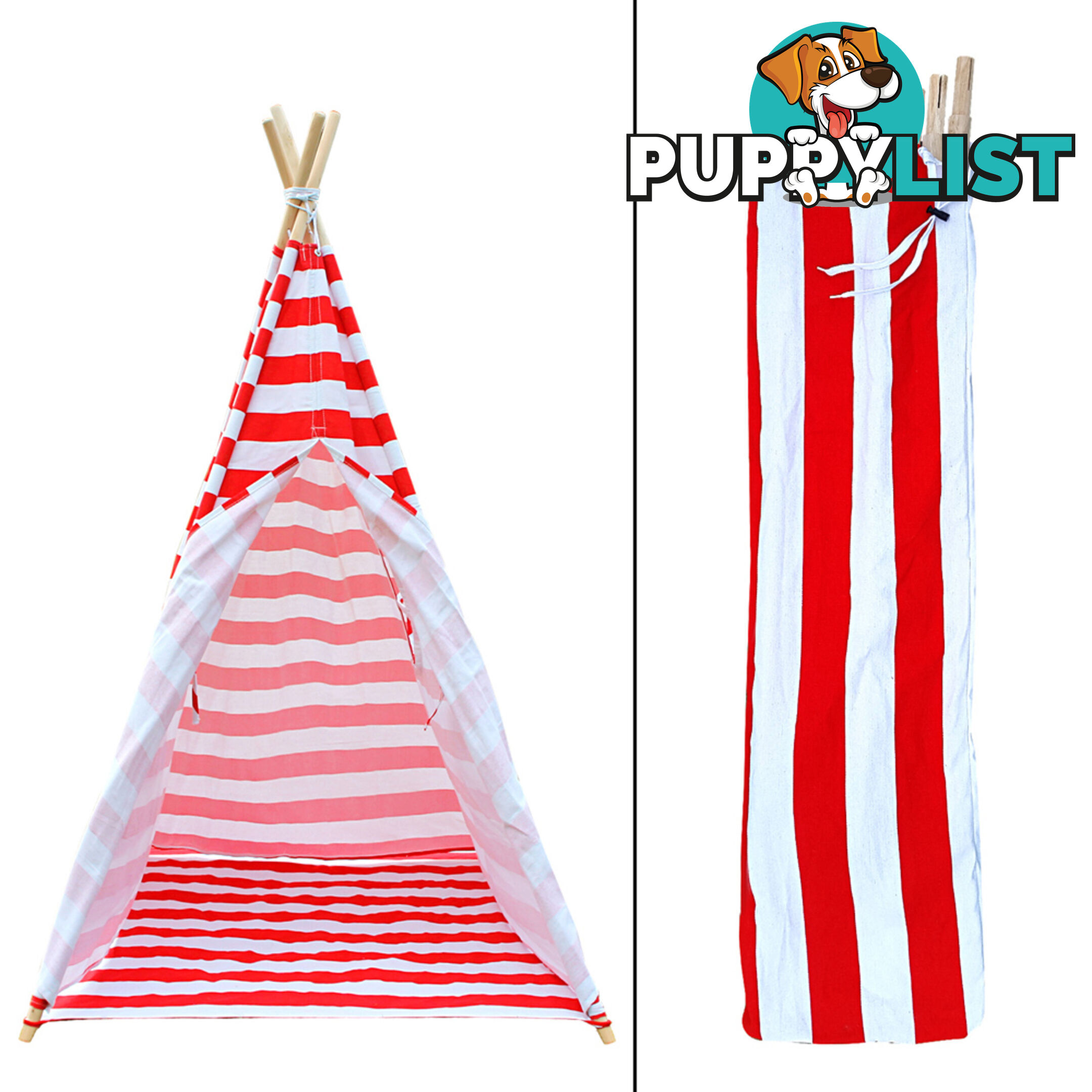 4 Poles Teepee Tent w/ Storage Bag Red