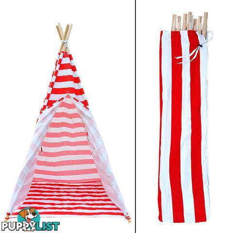 4 Poles Teepee Tent w/ Storage Bag Red