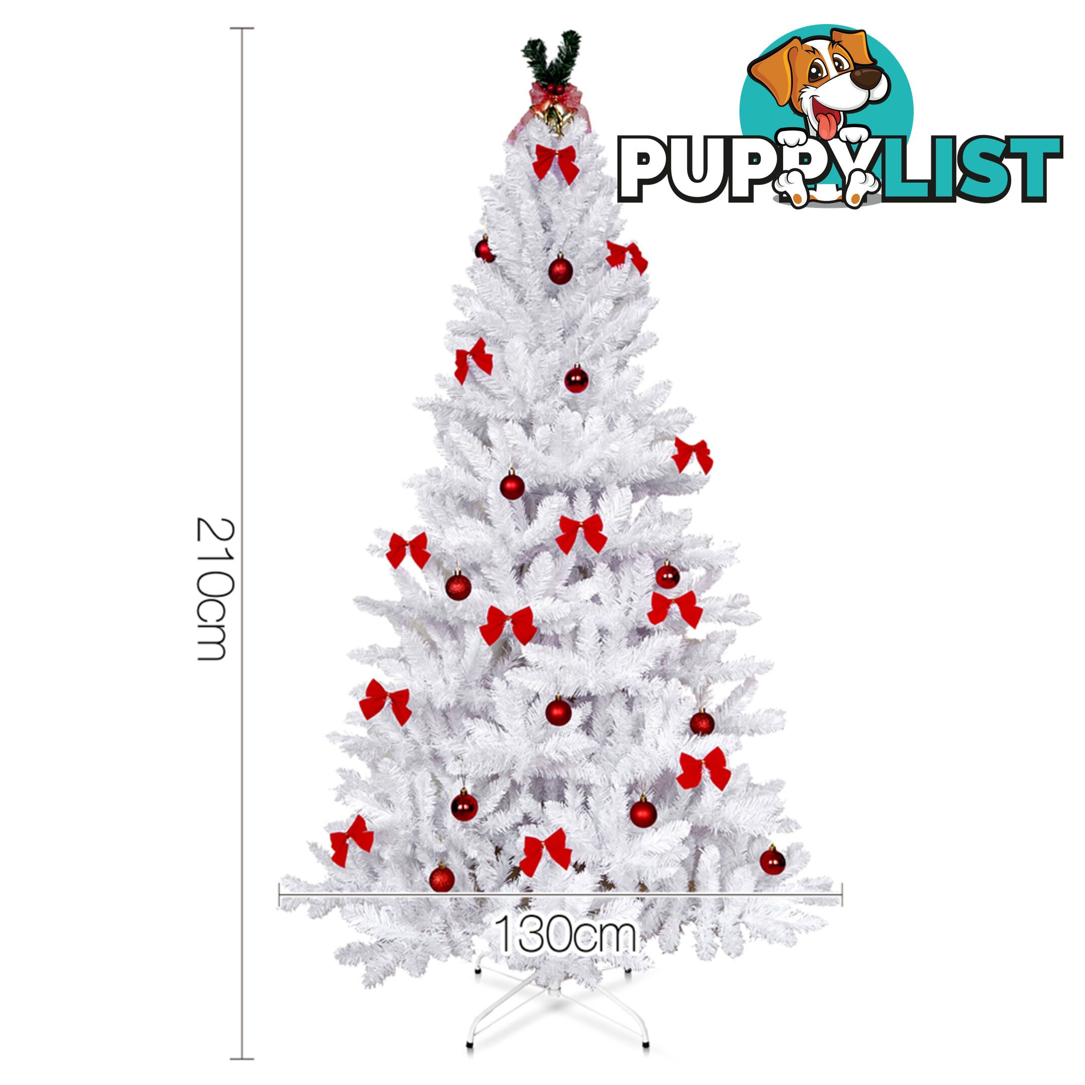 2.1M Christmas Tree With Decorations - White