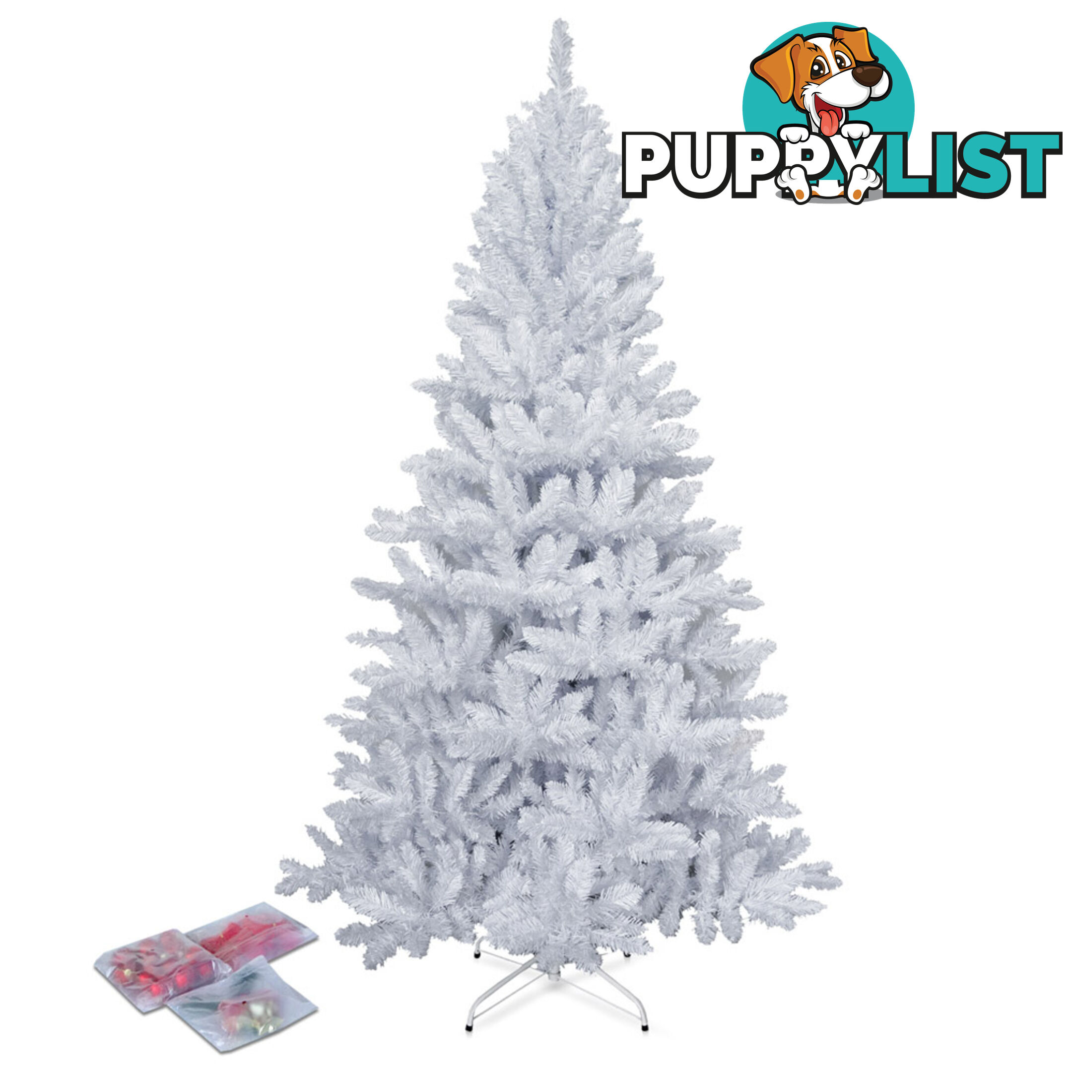 2.1M Christmas Tree With Decorations - White