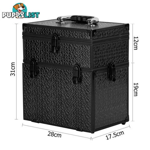 Portable Cosmetic Beauty Make Up Carry Case Box Crocodile Black