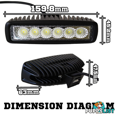 2x 6inch 18W LED Light Bar Driving Work Lamp Flood Truck Offroad UTE 4WD